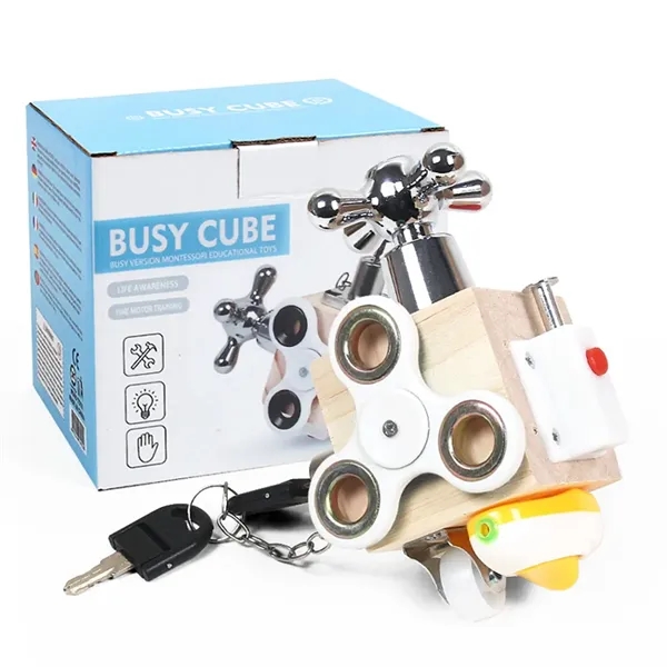 Wooden Busy Cube Sensory Fidget Toy - Wooden Busy Cube Sensory Fidget Toy - Image 4 of 4