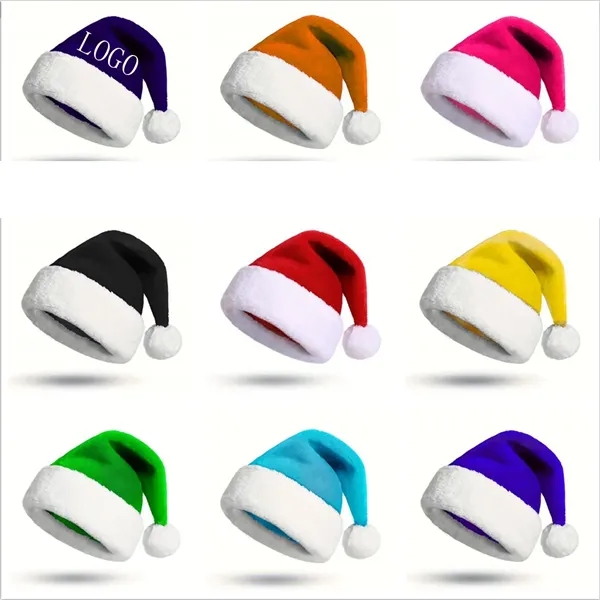 Christmas Santa Hats Short Plush Trim for Adults Kids - Christmas Santa Hats Short Plush Trim for Adults Kids - Image 0 of 5