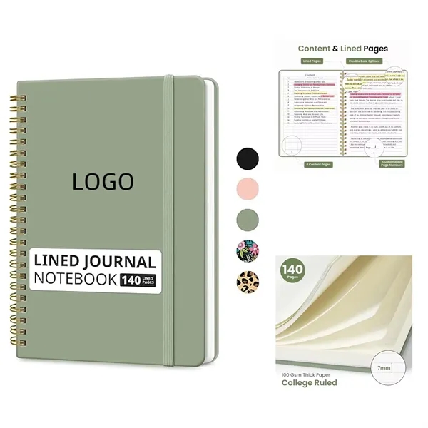 A5 Lined Spiral Journal,140 Pages,100 GSM Paper Notebook - A5 Lined Spiral Journal,140 Pages,100 GSM Paper Notebook - Image 0 of 1