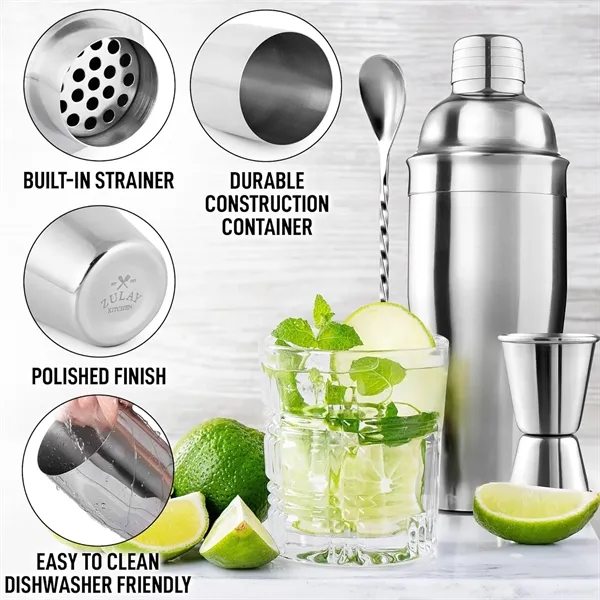 24 oz Stainless Steel Cocktail Shaker Set - 24 oz Stainless Steel Cocktail Shaker Set - Image 2 of 4