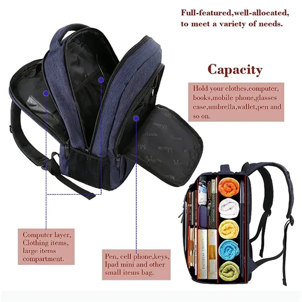 Multi-Functional High Tech Bag Laptop Backpack - Multi-Functional High Tech Bag Laptop Backpack - Image 6 of 8