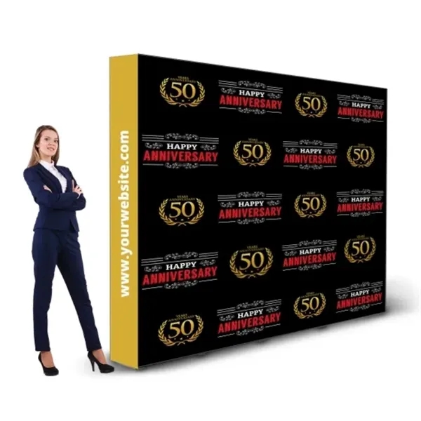 10ft x 8ft Step and Repeat Fabric Pop Up Straight Display - 10ft x 8ft Step and Repeat Fabric Pop Up Straight Display - Image 1 of 4