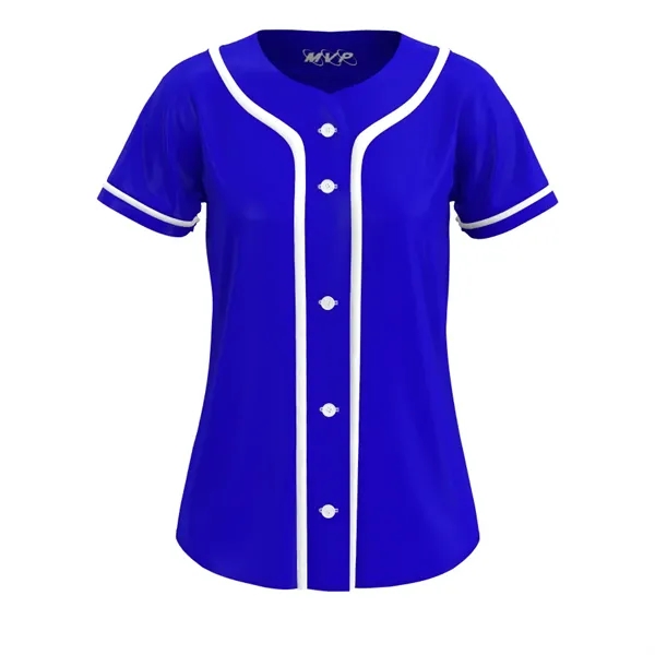 Women's Full Button Baseball Jersey with Piping - Women's Full Button Baseball Jersey with Piping - Image 0 of 0