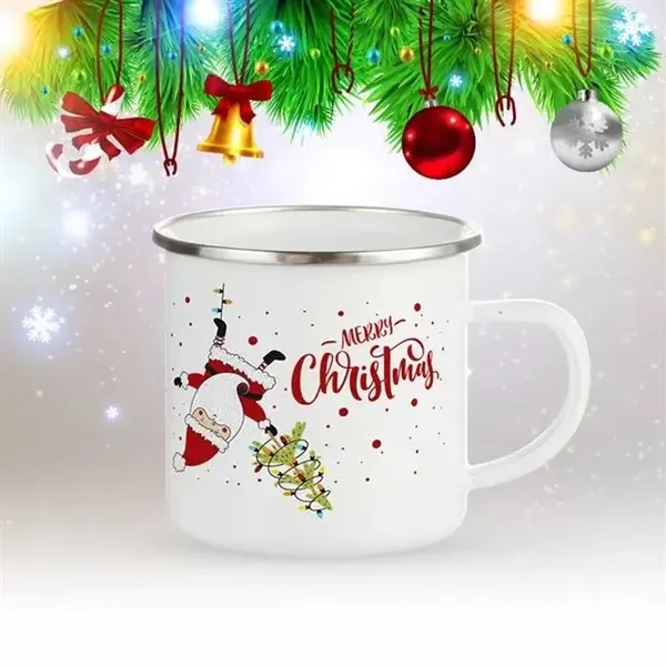 12oz Enameled Steel Cup with Stainless Rim - 12oz Enameled Steel Cup with Stainless Rim - Image 1 of 3