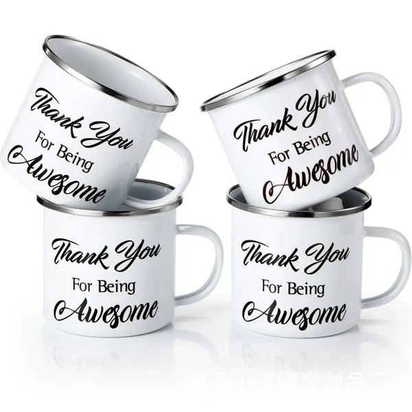 12oz Enameled Steel Cup with Stainless Rim - 12oz Enameled Steel Cup with Stainless Rim - Image 2 of 3