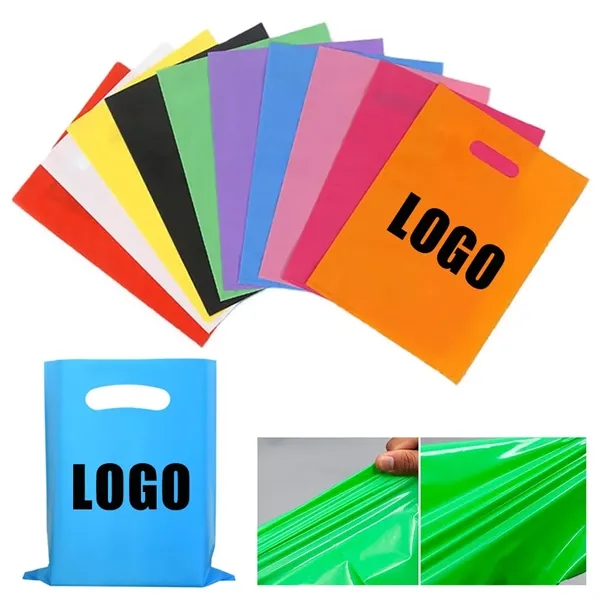 Recyclable Die Cut Handle Plastic Bag - 13" x 9" - Recyclable Die Cut Handle Plastic Bag - 13" x 9" - Image 0 of 3