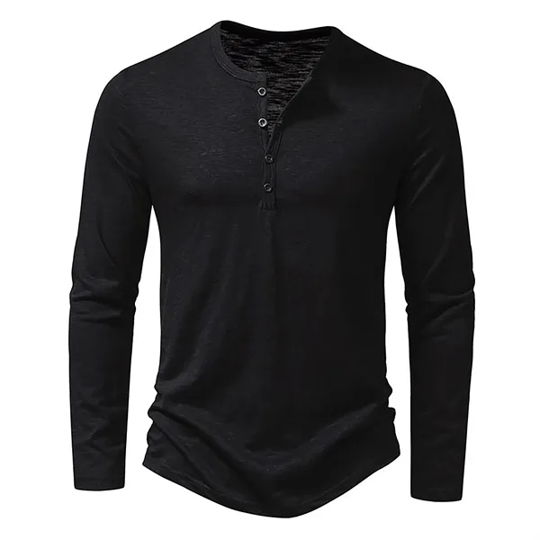 Mens Stand Collar Long Sleeve  T Shirt - Mens Stand Collar Long Sleeve  T Shirt - Image 1 of 4