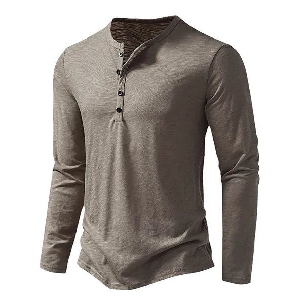 Mens Stand Collar Long Sleeve  T Shirt - Mens Stand Collar Long Sleeve  T Shirt - Image 3 of 4