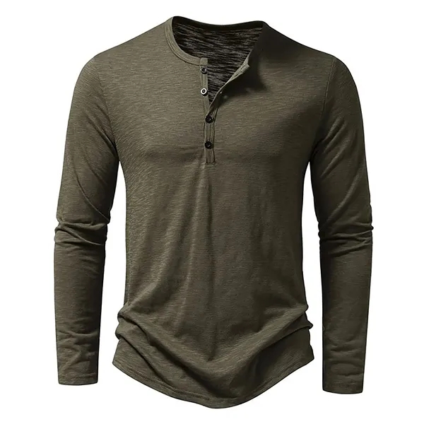 Mens Stand Collar Long Sleeve  T Shirt - Mens Stand Collar Long Sleeve  T Shirt - Image 4 of 4