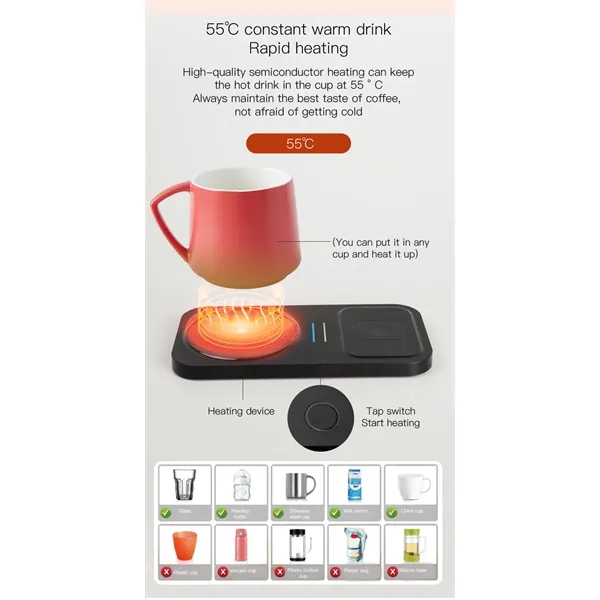 Mug Warmer + 3-1 Wireless Charger + PD Wall Adapter - Mug Warmer + 3-1 Wireless Charger + PD Wall Adapter - Image 7 of 13