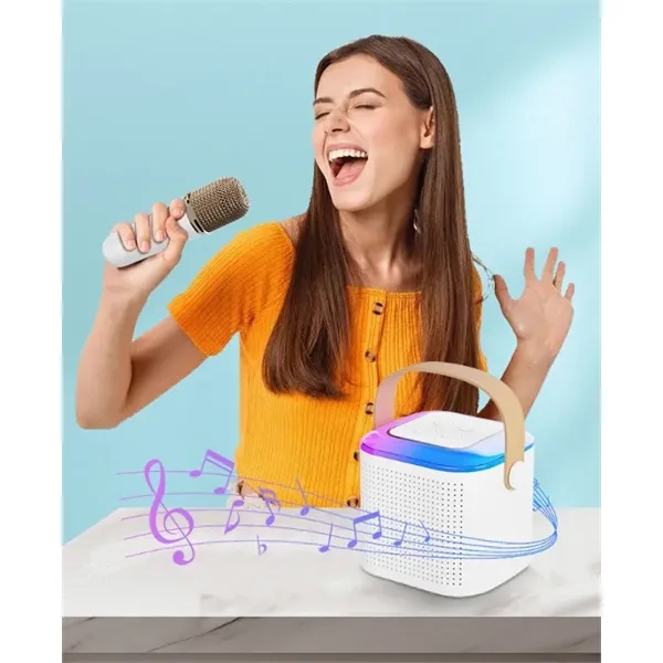 Mini Portable Bluetooth Karaoke Speaker with 2 Wireless Mics - Mini Portable Bluetooth Karaoke Speaker with 2 Wireless Mics - Image 1 of 2
