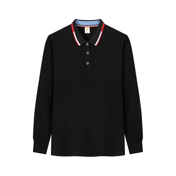 Unisex Long Sleeve Polo Shirt - Unisex Long Sleeve Polo Shirt - Image 3 of 6