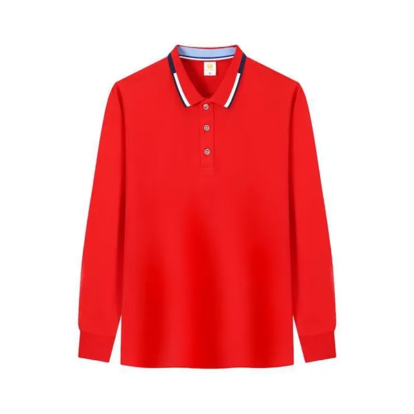 Unisex Long Sleeve Polo Shirt - Unisex Long Sleeve Polo Shirt - Image 4 of 6