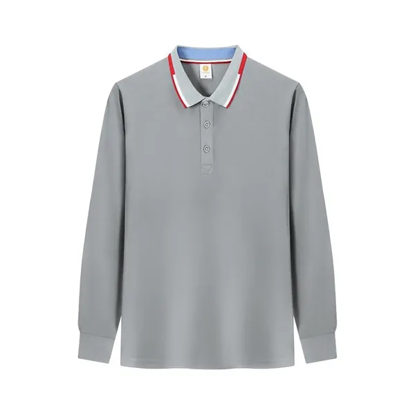 Unisex Long Sleeve Polo Shirt - Unisex Long Sleeve Polo Shirt - Image 5 of 6