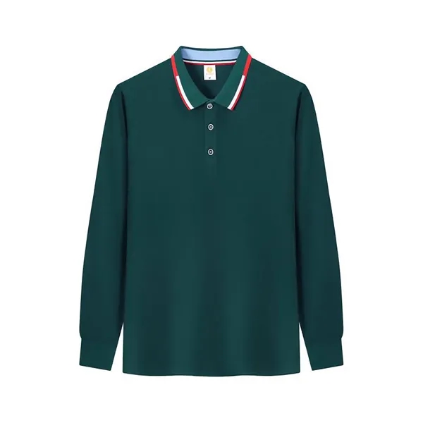 Unisex Long Sleeve Polo Shirt - Unisex Long Sleeve Polo Shirt - Image 6 of 6