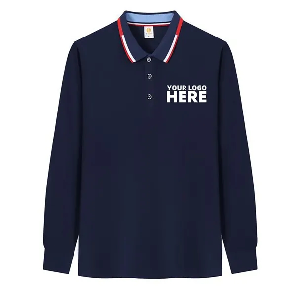 Unisex Long Sleeve Polo Shirt - Unisex Long Sleeve Polo Shirt - Image 0 of 6