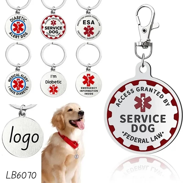 Custom Servcie Dog Tag Animal Pet ID with Alert Symbol - Custom Servcie Dog Tag Animal Pet ID with Alert Symbol - Image 0 of 5