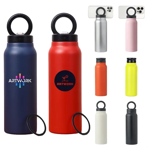24oz Insulated Thermos Bottle with Magnetic Phone Holder - 24oz Insulated Thermos Bottle with Magnetic Phone Holder - Image 0 of 8