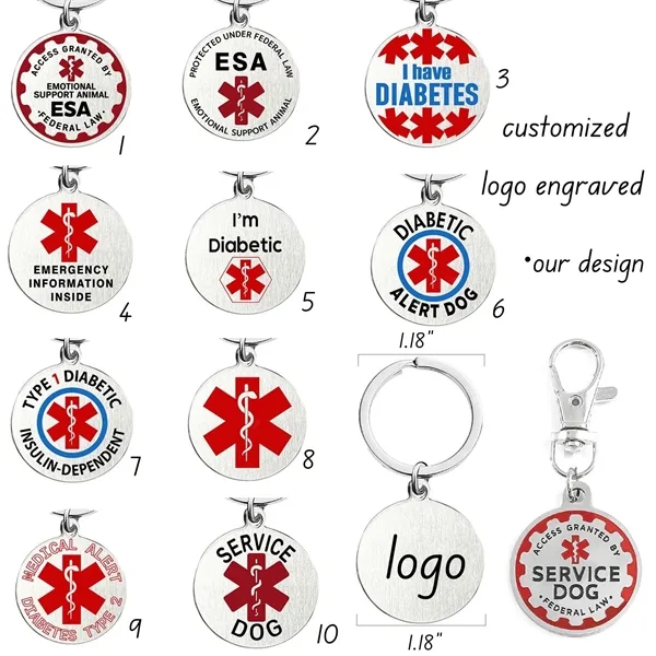 Custom Servcie Dog Tag Animal Pet ID with Alert Symbol - Custom Servcie Dog Tag Animal Pet ID with Alert Symbol - Image 1 of 5