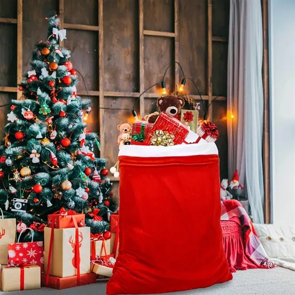 Santa Claus Large Gingham Gift Bag - Santa Claus Large Gingham Gift Bag - Image 2 of 4