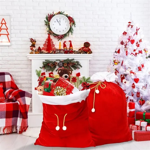 Santa Claus Large Gingham Gift Bag - Santa Claus Large Gingham Gift Bag - Image 3 of 4