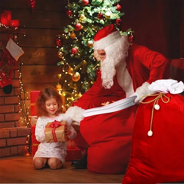 Santa Claus Large Gingham Gift Bag - Santa Claus Large Gingham Gift Bag - Image 4 of 4