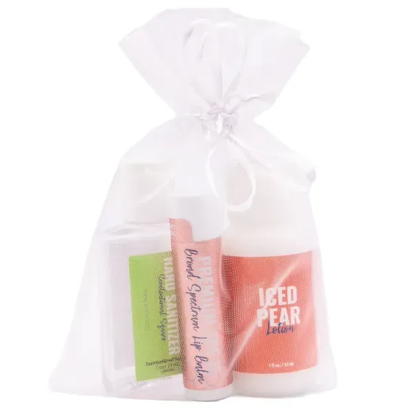 Iced Pear Gift Set: Lip Balm, Lotion, Scented Hand Sanitizer - Iced Pear Gift Set: Lip Balm, Lotion, Scented Hand Sanitizer - Image 0 of 13