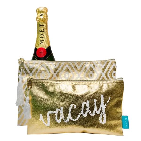 Metallic Vegan Leather Zippered Pouch - Metallic Vegan Leather Zippered Pouch - Image 0 of 1