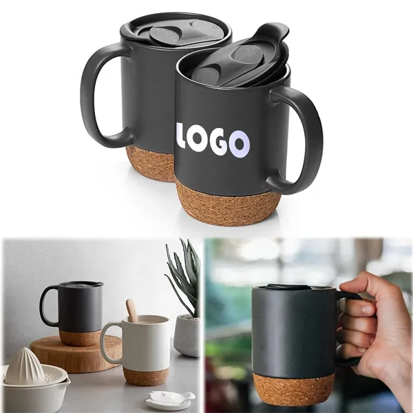 Custom 12oz Ceramic Coffee Mug with Cork Bottom - Custom 12oz Ceramic Coffee Mug with Cork Bottom - Image 0 of 1