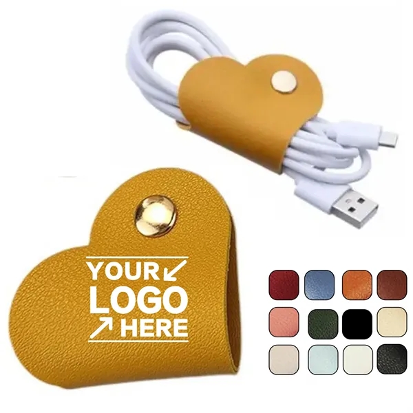 Heart Leather Cable Organizer - Tidy Cords & Chargers - Heart Leather Cable Organizer - Tidy Cords & Chargers - Image 0 of 4