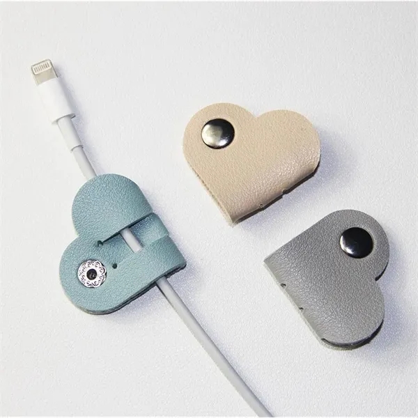 Heart Leather Cable Organizer - Tidy Cords & Chargers - Heart Leather Cable Organizer - Tidy Cords & Chargers - Image 1 of 4