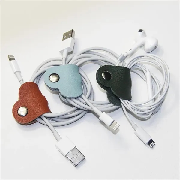 Heart Leather Cable Organizer - Tidy Cords & Chargers - Heart Leather Cable Organizer - Tidy Cords & Chargers - Image 4 of 4