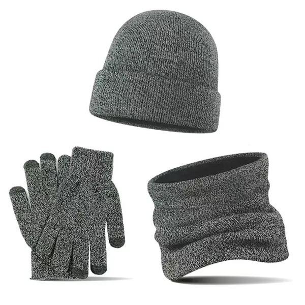Knitted Scarf Beanie Hat Gloves Set - Knitted Scarf Beanie Hat Gloves Set - Image 2 of 3
