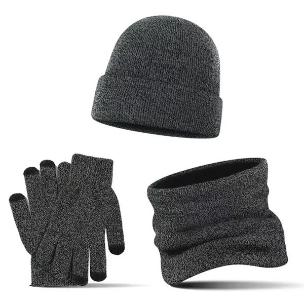 Knitted Scarf Beanie Hat Gloves Set - Knitted Scarf Beanie Hat Gloves Set - Image 3 of 3