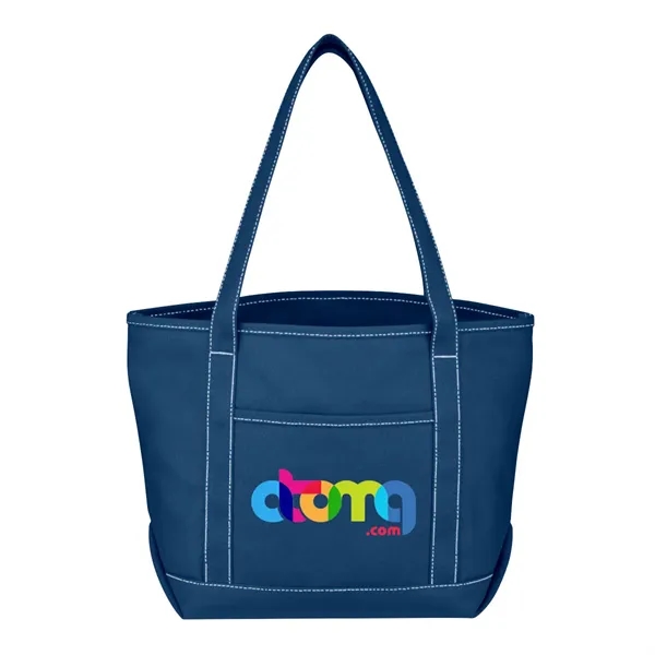 Full Color Medium Cotton Canvas Boat Tote Bag - Full Color Medium Cotton Canvas Boat Tote Bag - Image 4 of 6