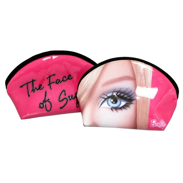 Half Moon Cosmetic Bag with Clear Vinyl Overlay - Half Moon Cosmetic Bag with Clear Vinyl Overlay - Image 0 of 7