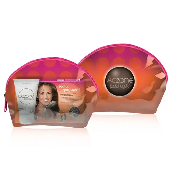 Half Moon Cosmetic Bag with Clear Vinyl Overlay - Half Moon Cosmetic Bag with Clear Vinyl Overlay - Image 2 of 7
