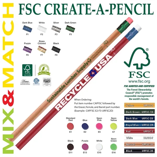 FSC Certified Create-a-Pencil Custom Pencil - FSC Certified Create-a-Pencil Custom Pencil - Image 0 of 8