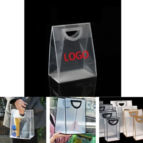 Frosted Clear Waterproof Plastic Gift Bags With Handle - Frosted Clear Waterproof Plastic Gift Bags With Handle - Image 0 of 1