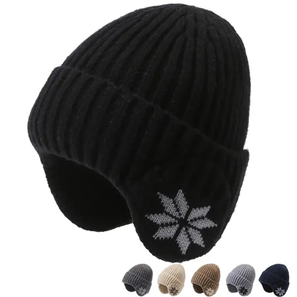 Warm Knit Winter Hat with Ear Protection - Warm Knit Winter Hat with Ear Protection - Image 1 of 2