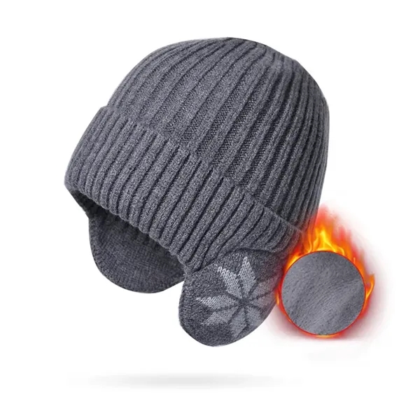Warm Knit Winter Hat with Ear Protection - Warm Knit Winter Hat with Ear Protection - Image 2 of 2