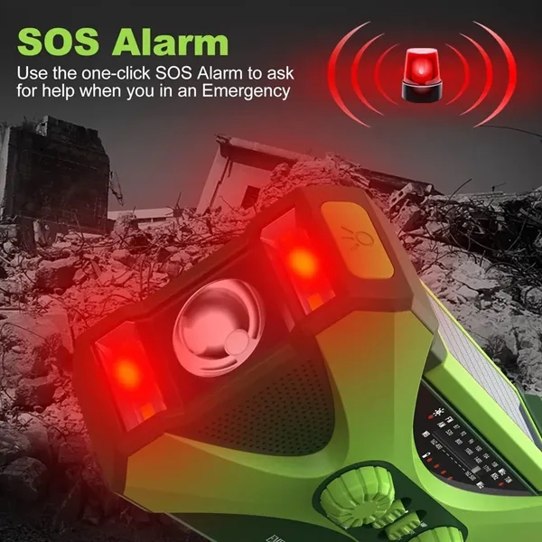 10000mAh Solar Hand Crank Emergency Flashlight SOS Radio - 10000mAh Solar Hand Crank Emergency Flashlight SOS Radio - Image 5 of 7