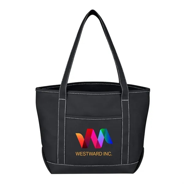 Full Color Medium Cotton Canvas Boat Tote Bag - Full Color Medium Cotton Canvas Boat Tote Bag - Image 6 of 6