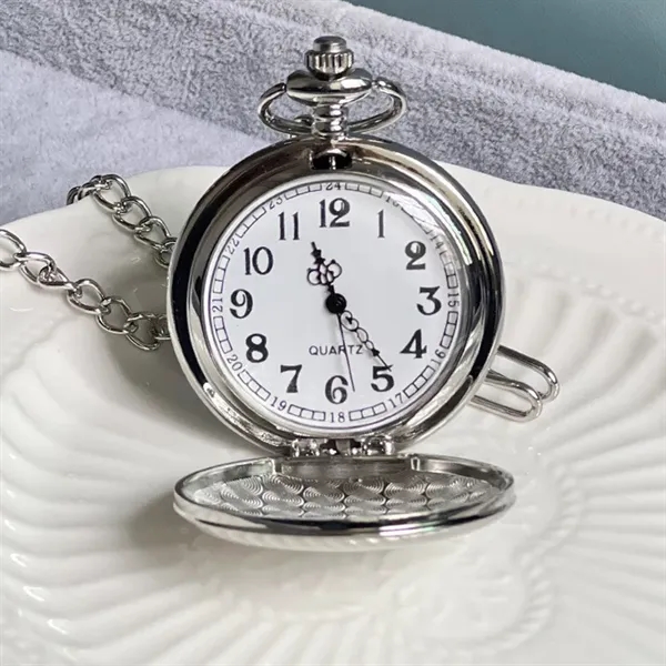 Vintage Polished Finish Cover Quartz Pocket Watch with Chain - Vintage Polished Finish Cover Quartz Pocket Watch with Chain - Image 2 of 3