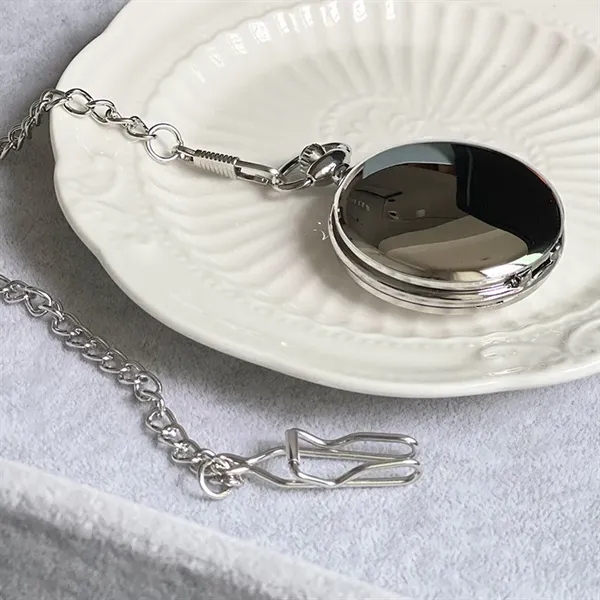 Vintage Polished Finish Cover Quartz Pocket Watch with Chain - Vintage Polished Finish Cover Quartz Pocket Watch with Chain - Image 3 of 3