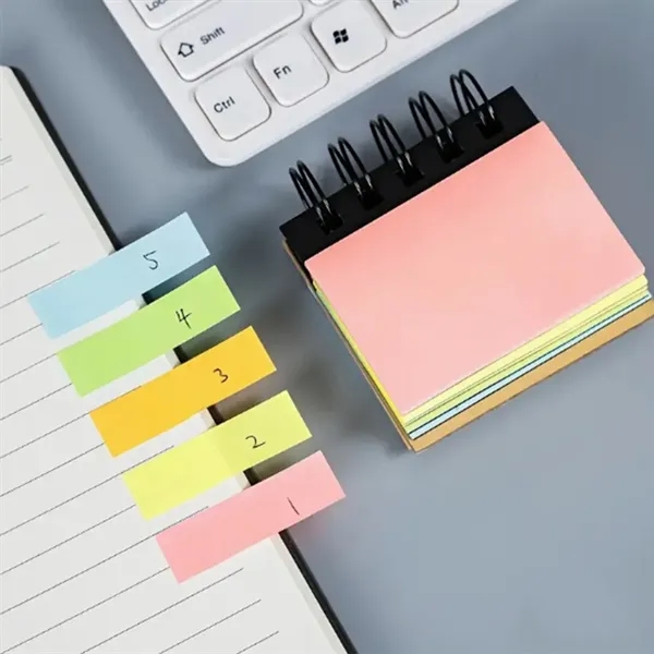 Portable Sticky Notes Notebook Pad Marker Spiral Brown Cover - Portable Sticky Notes Notebook Pad Marker Spiral Brown Cover - Image 4 of 5