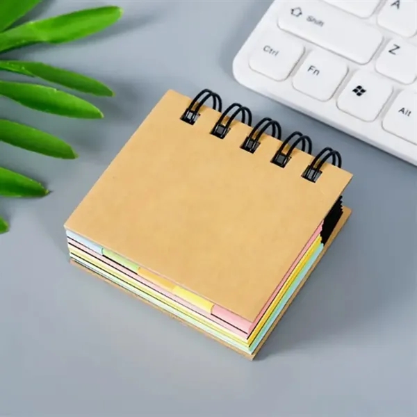 Portable Sticky Notes Notebook Pad Marker Spiral Brown Cover - Portable Sticky Notes Notebook Pad Marker Spiral Brown Cover - Image 5 of 5