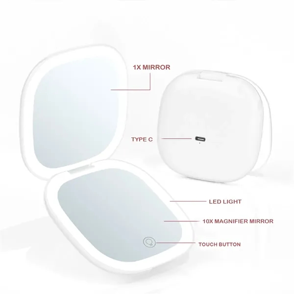 Magnification Led Pocket Compact Mirror 1x 10x - Magnification Led Pocket Compact Mirror 1x 10x - Image 2 of 3