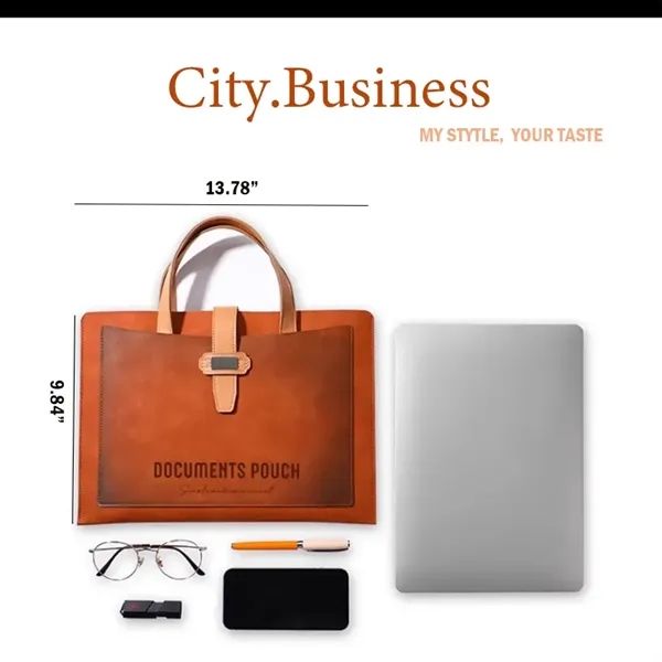 Large Capacity PU Leather Busienss Briefcase Tote Bag - Large Capacity PU Leather Busienss Briefcase Tote Bag - Image 2 of 3