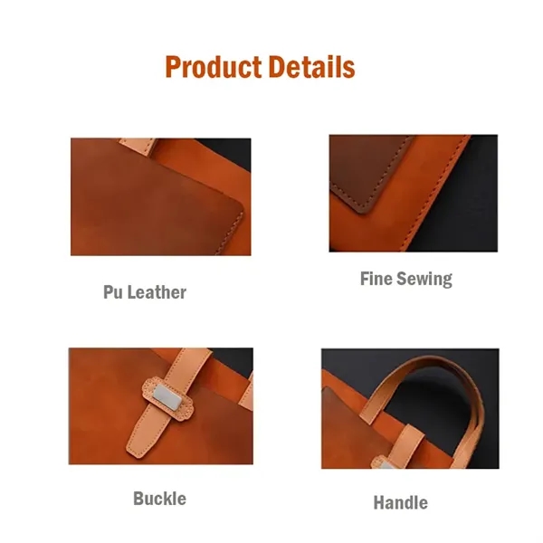Large Capacity PU Leather Busienss Briefcase Tote Bag - Large Capacity PU Leather Busienss Briefcase Tote Bag - Image 3 of 3